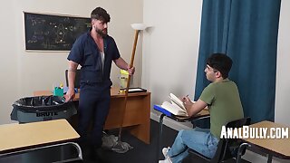 Smug Twink Student Taught A Lesson By Buff Janitor
