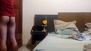 I'm folding and putting away my clean clothes&comma; doing it without my pants on&comma; hoping someone catches me leaning against the bed&period;