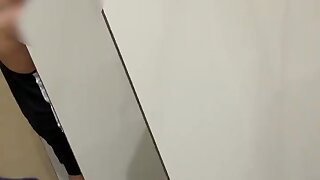 Asian boy jerk on public toilet