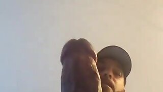 Hot close up of dude stroking his thick dick. Great angle