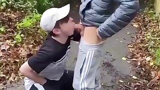 Two chavs sucking dick out in public