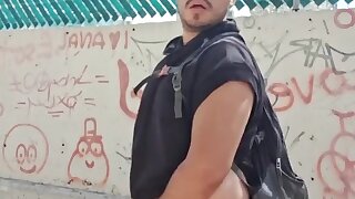 Outside, pants down, tasty boy