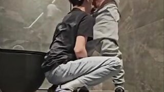 Masked bathroom fuck and suck