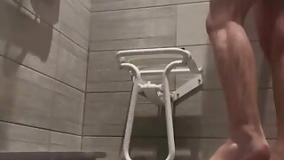 Spy big hairy ass in the shower