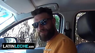 Latin Leche - Muscular Amateur Latino With Beard Slobbers And Rides Stranger's Cock Outdoors