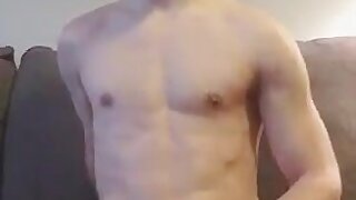 Sexy smooth nerd cums on himself