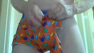 Cut off novelty cartoon boxer shorts.