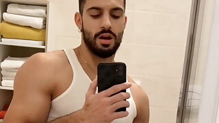 Hot jock with nice arms jerks and cums