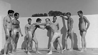 Eight nude athletes