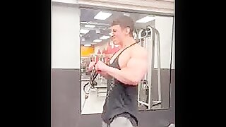 Young bodybuilder with big beautiful arms, 2022 collage