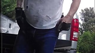 Workerbear jerks in front of camera