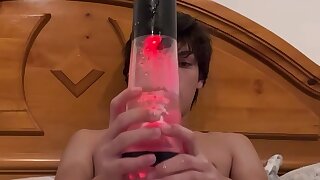 Mixed asian twink loves his new toy