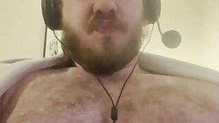 Hairy gainer drinks soda and jiggles