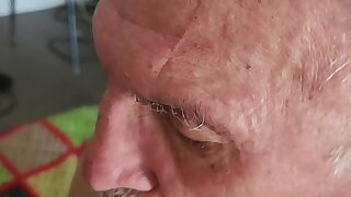 Grandpa gums and swallows young cock