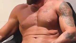 Hot bearded dad shows his bod