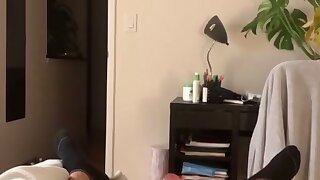 My Mexican friend blowing a load from his uncut cock