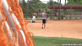 Naked baseball player loves wood