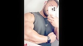 Airon Flexing in the Plane Bathroom