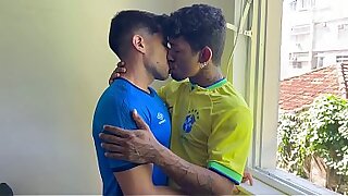 Two Latinos enjoying each other's bareback in Rio