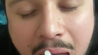 Sexy boy gets facial.