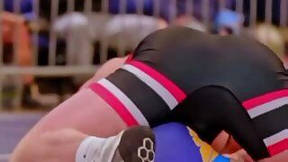 Watch these wrestlers in tight singlets wrestling on the mat.