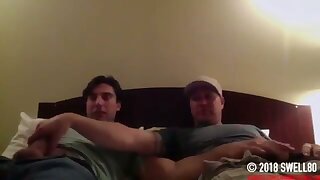 Straight jerk meets up with new buddy and they jerk off, give each other handjobs, blowjobs, some frotting too.