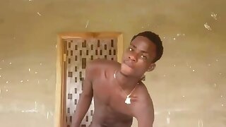 African skinny boy from Ghana showing with a monster dick