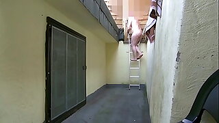 Porn Cinema Day 1 full shaved&colon; Showering&comma; naked on terrace&comma; cruising&comma; meeting stranger naked on stairs&period; Exhibitionist Tobi00815 &lpar;036&rpar;