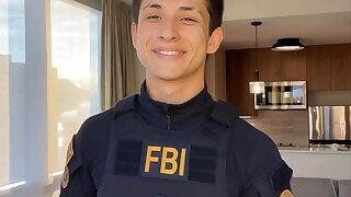 Watch this cute twink in his FBI uniform.