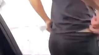 Stranger from the gym riding cock in a car