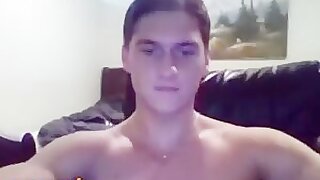 sexy muscular guy gets off cum