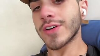 Horny fucker enjoys the scent of his big uncut cock