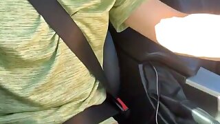 Cute boy driving with cock out