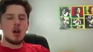 Hot scally guy jerks his thick hairy cock and cums.