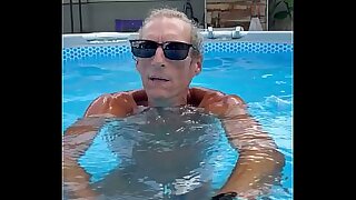 Just a little nude playing in the pool