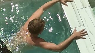Young white jock enjoying pool